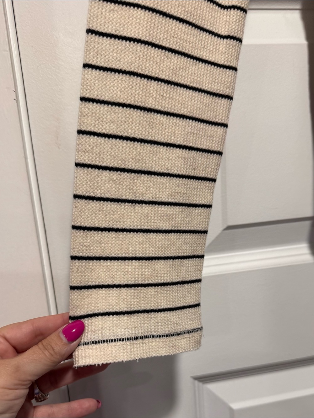 aerie Beige Striped Scoop Neck Long Sleeve Henley - Picture 5 of 13
